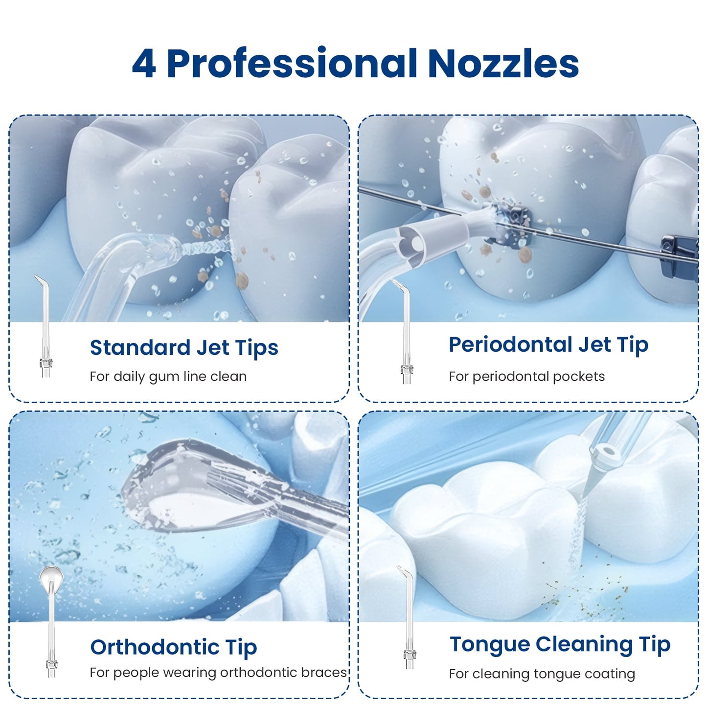 Portable Water Flosser for Teeth: Oral Irrigator Water Teeth Cleaner Pick with 5 Modes, Rechargeable 5 Jet Tips Floss Picks for Home Travel,White