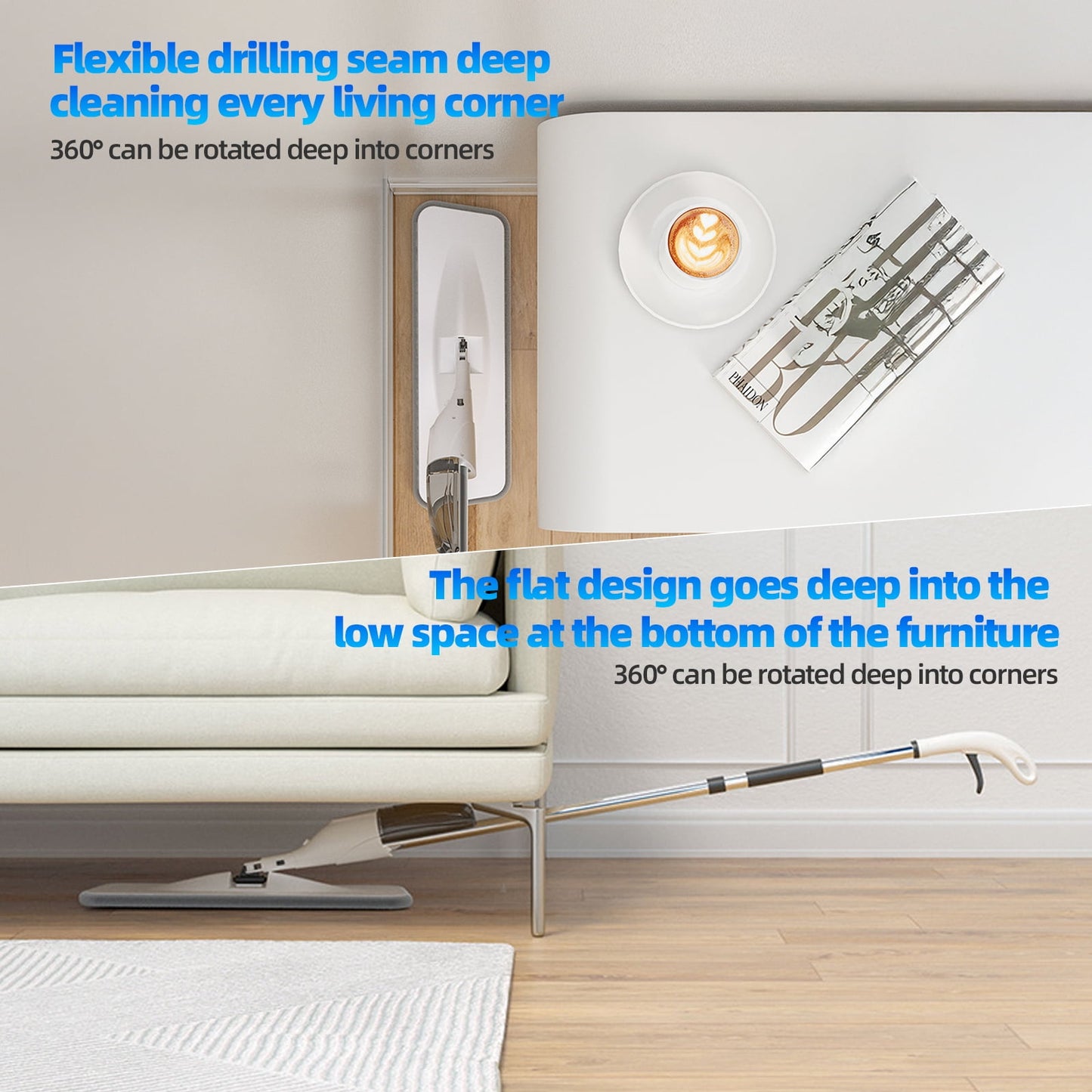 TORIO 360° Spin Spray Mop, No Batteries Required Lightweight & Efficient Ideal for Kitchen, Bathroom & Home Cleaning