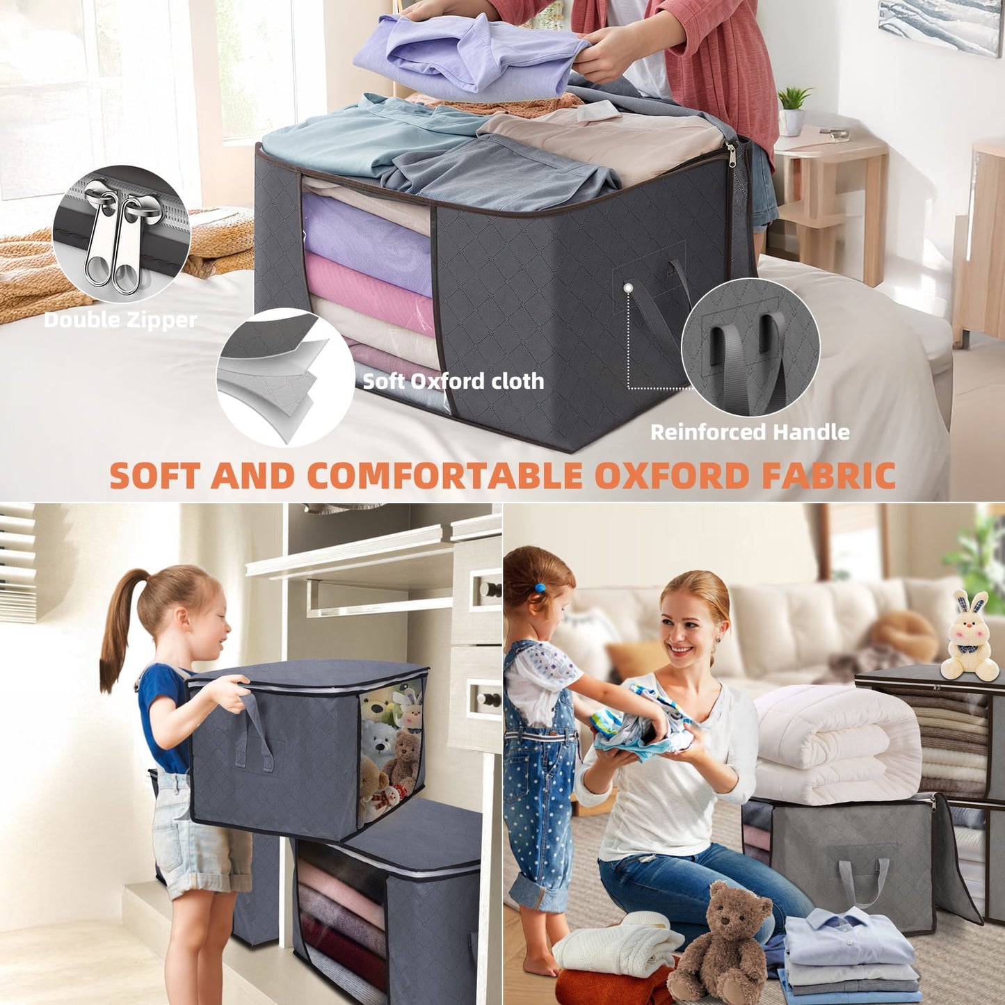 Large Capacity Foldable Storage Bag, Eco-Friendly, Waterproof Organizing Bin for Clothes, Bedding & Seasonal Storage