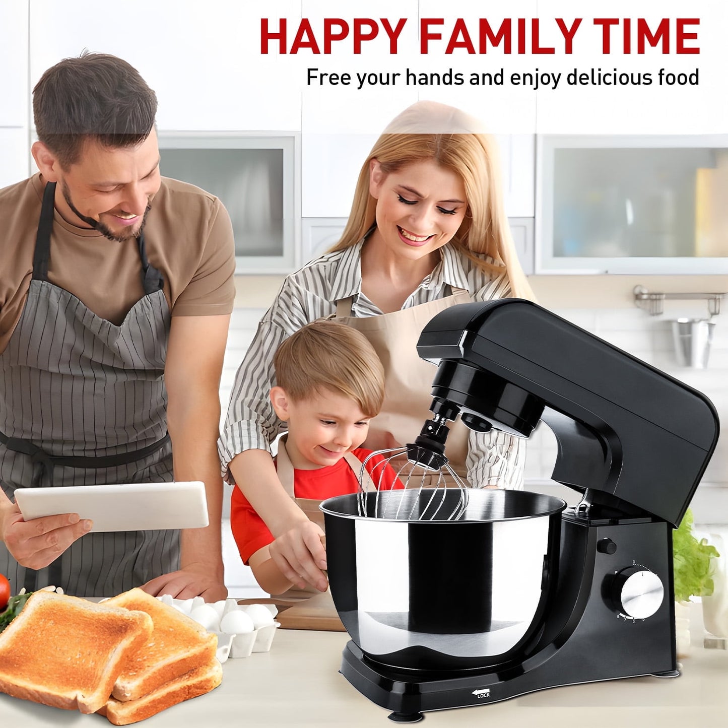5.3Qt Kitchen Stand Mixer, 8 Speeds Electric Mixer for Sugar Frosting, Meringue Frosting, Food Mixer for Baking, Cake