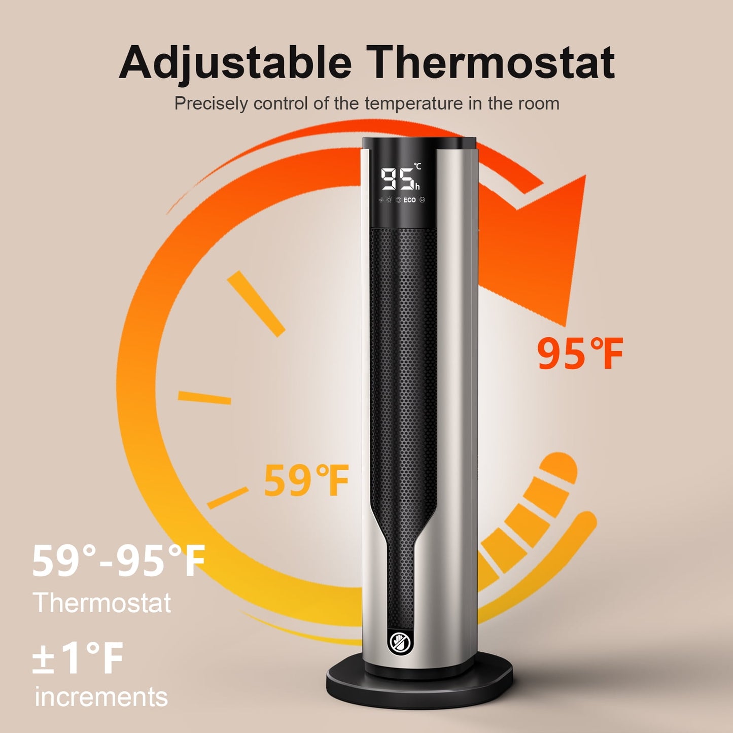 Space Heater Indoor, ATUPEN 1500W PTC Electric Heaters with Thermostat Remote, 70°Oscillation, 12H Timer, Fast Safety Ceramic Room Heater for Home Bedroom Office