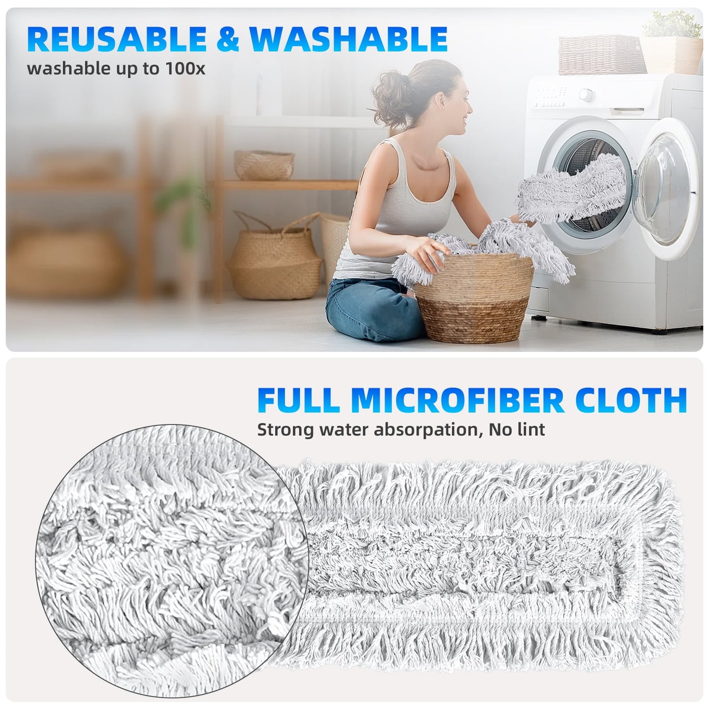 TORIO 2-in-1 Wet & Dry Mop, for Hardwood and Tile Floors Streak-Free, Quick-Drying, High Absorbency Cleaning Tool