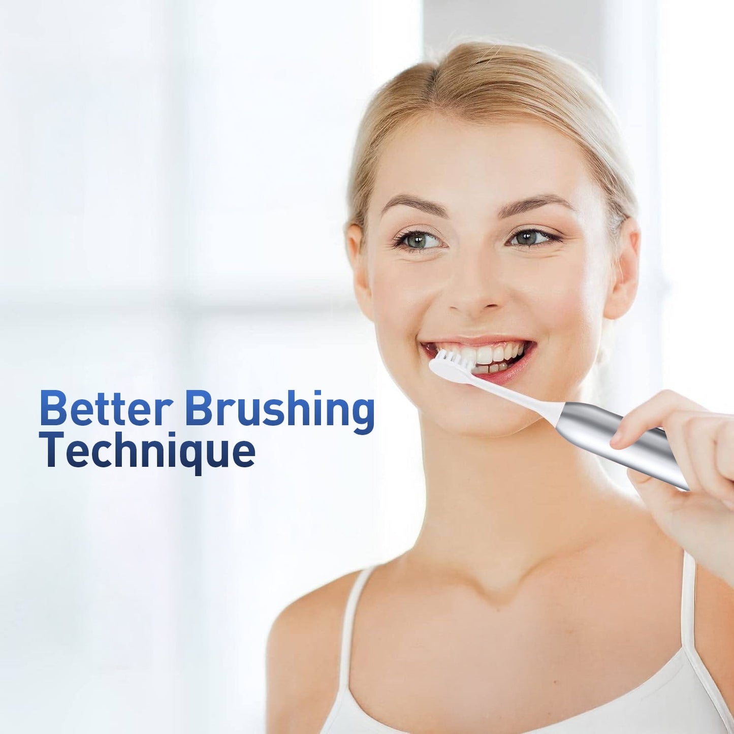 AMBLER Electric Toothbrush for Adults and Kids,40000 VPM Deep Clean 5 Modes 6 Brush Heads Smart Timer(White)