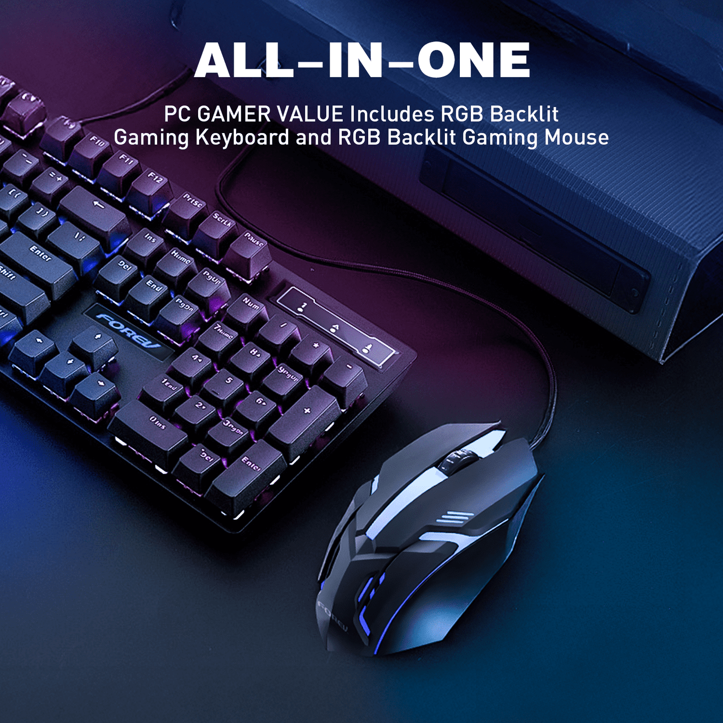 Wired Mechanical Gaming Keyboard - Portable RGB Backlit 104 Keys Mini Wired Office Keyboard with Mouse Combo