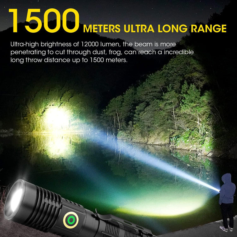 Tactical Flashlight Rechargeable, Waterproof Flashlight, Super Bright LED, Zoomable, Pocket-Size Small LED Flashlight for Hiking, Camping, Emergency