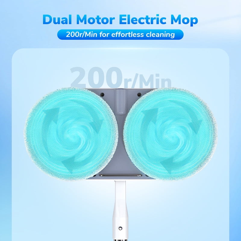 Cordless Electric Mop for Home, Electric Spin Mop with LED Headlights & 200ml Water Tank, Up to 50mins Working Time