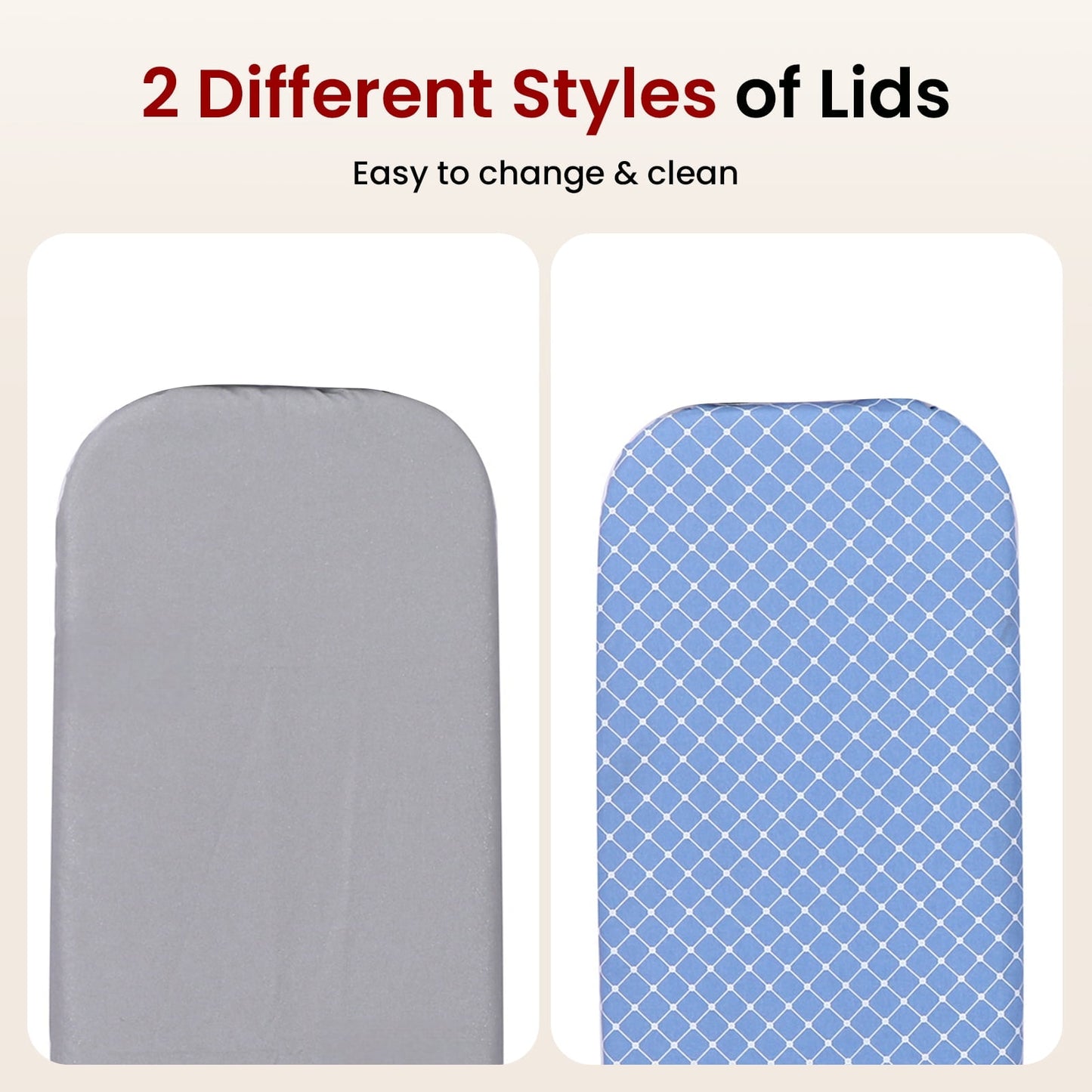 Ironing Board with 43"x 12" Replaceable Cotton Covers with Fibre Pads