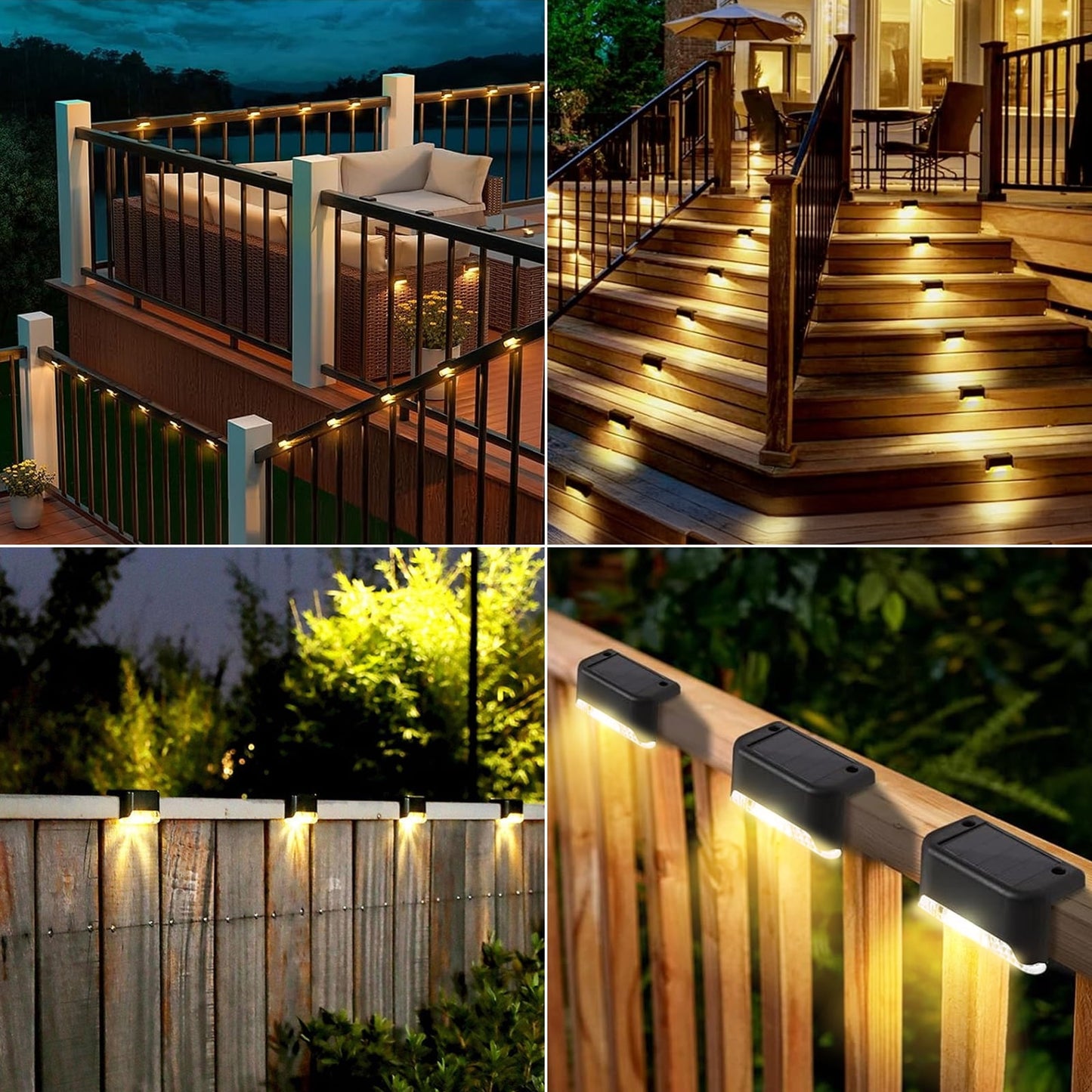 Solar Deck Lights Waterproof Outdoor,Solar Step Deck Lights Decor forRailing,Stairs, Step, Fence, Yard, and Patio(16 Pack)