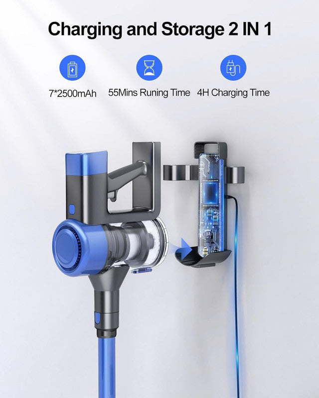 Cordless Vacuum Cleaner Rechargeable,LED Display, Green Light Brush, Lightweight, and Versatile for Home, Carpet, Hard Floor, Pet Hair