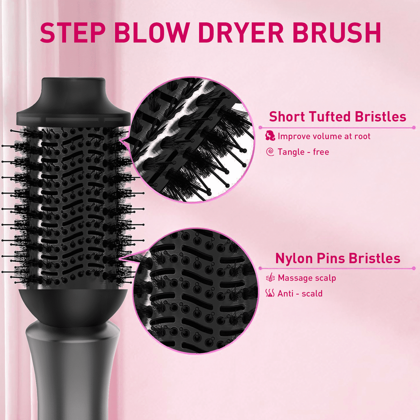 Hair Dryer Brush,4 in 1 Ceramic Oval Barrel Straightener,Hot Air Brush for All Hair Types