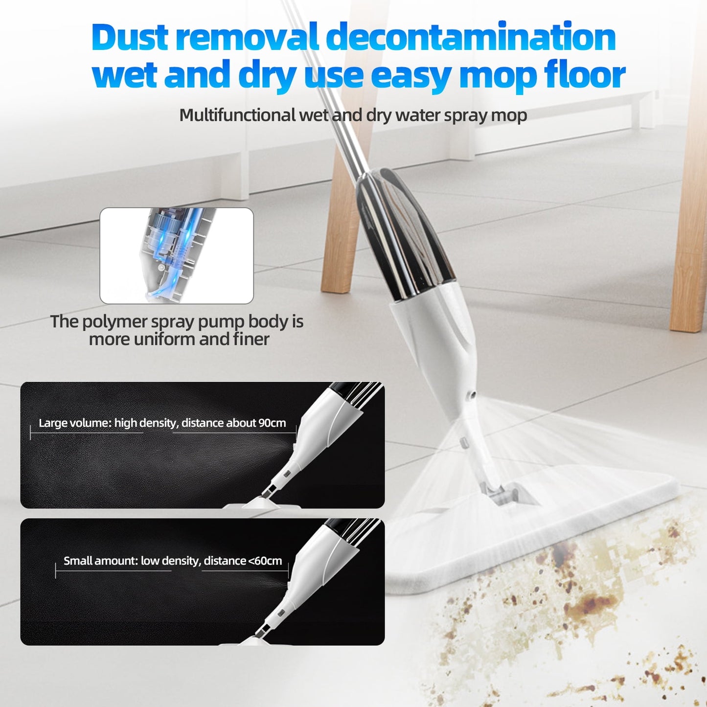 TORIO 360° Spin Spray Mop, No Batteries Required Lightweight & Efficient Ideal for Kitchen, Bathroom & Home Cleaning