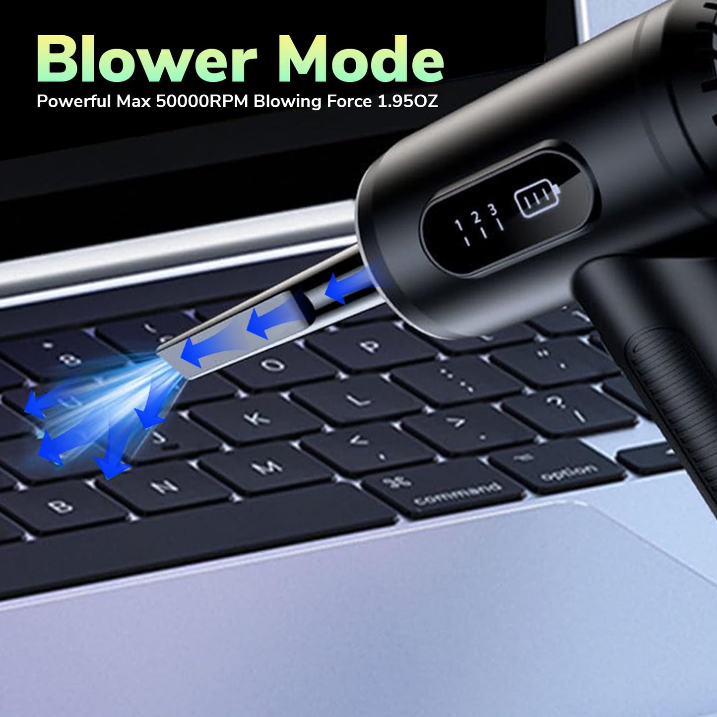 TORIO Electric Air Duster, Powerful Compressed Air Blower for Electronics, Car Interior, Pet Hair, and Home Cleaning