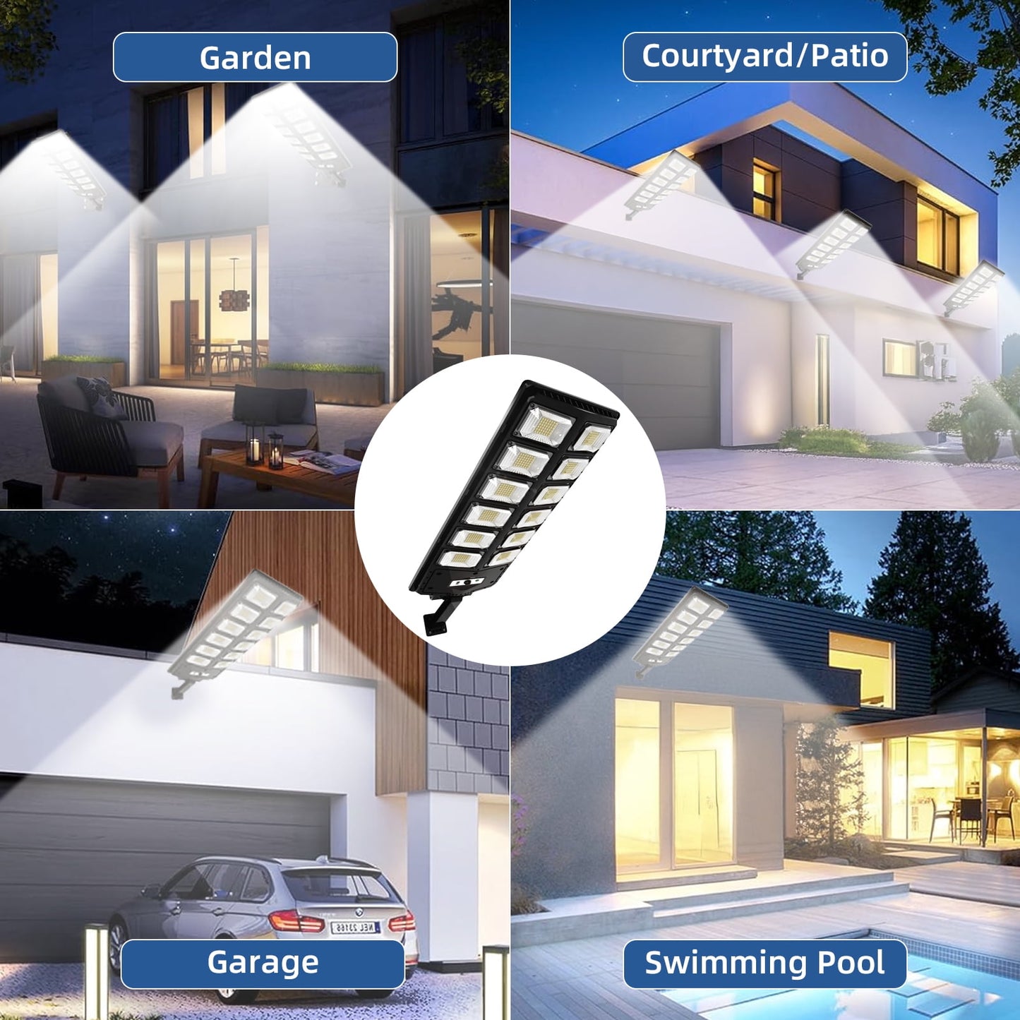 IJIL Solar Street Lights Outdoor - 7000K Waterproof Motion Sensor LED Solar Parking Lot Lights with Remote for Yard Outside