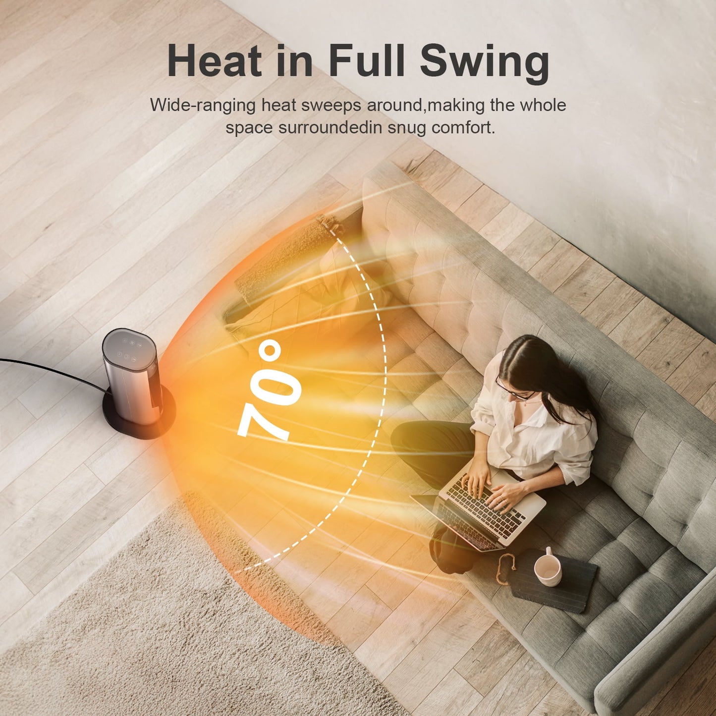 Space Heater Indoor, ATUPEN 1500W PTC Electric Heaters with Thermostat Remote, 70°Oscillation, 12H Timer, Fast Safety Ceramic Room Heater for Home Bedroom Office