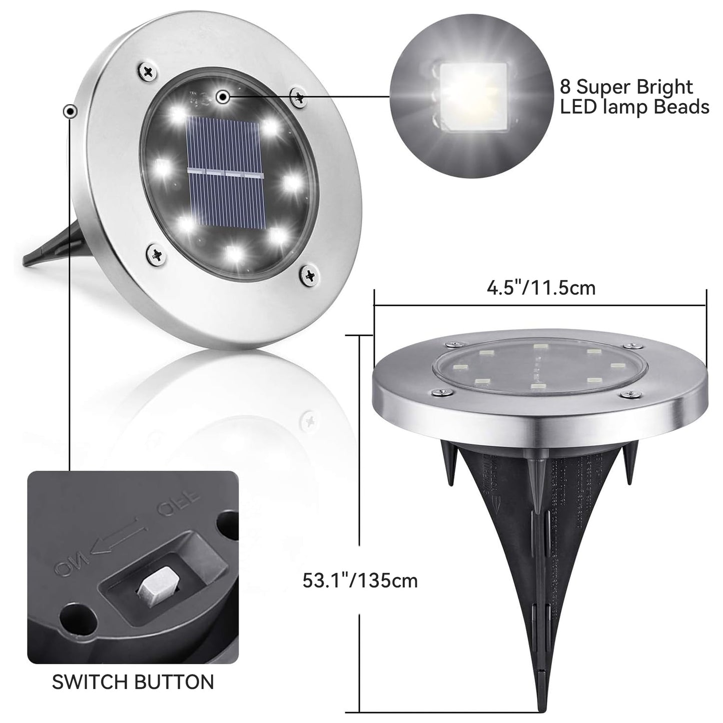 Solar Lights Outdoor Waterproof, 12 Packs LED In-Ground Lights Outdoor Solar Lights for Yard Patio Garden Lawn Deck Outside Pathway Walkway Sidewalk