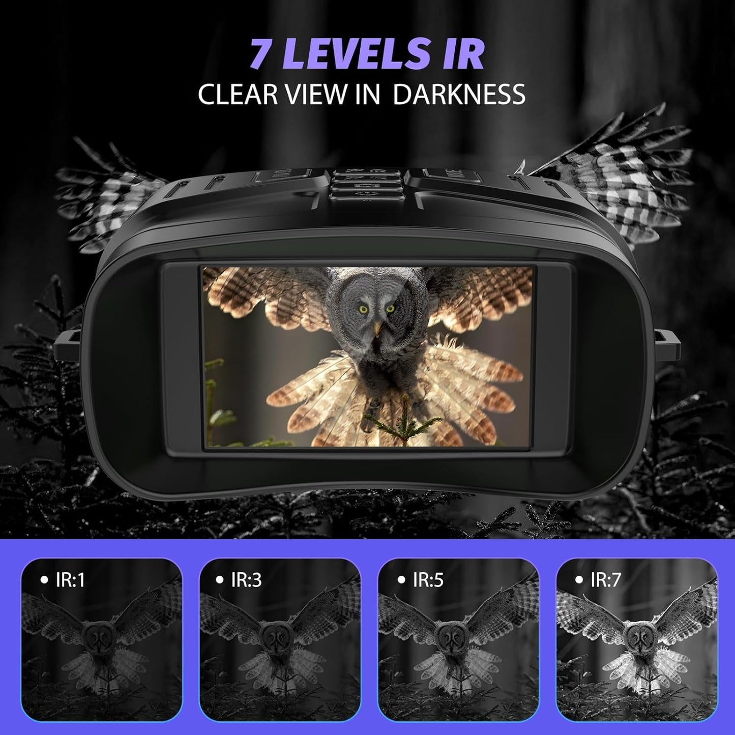 Night Vision Goggles, 4" HD Screen Binoculars, 4K Night Vision Binoculars, 4000mAh Battery Gray, 9 Gear Infrared with 32GB TF Card, 10X Digital NightVision for Adults(Colorful)