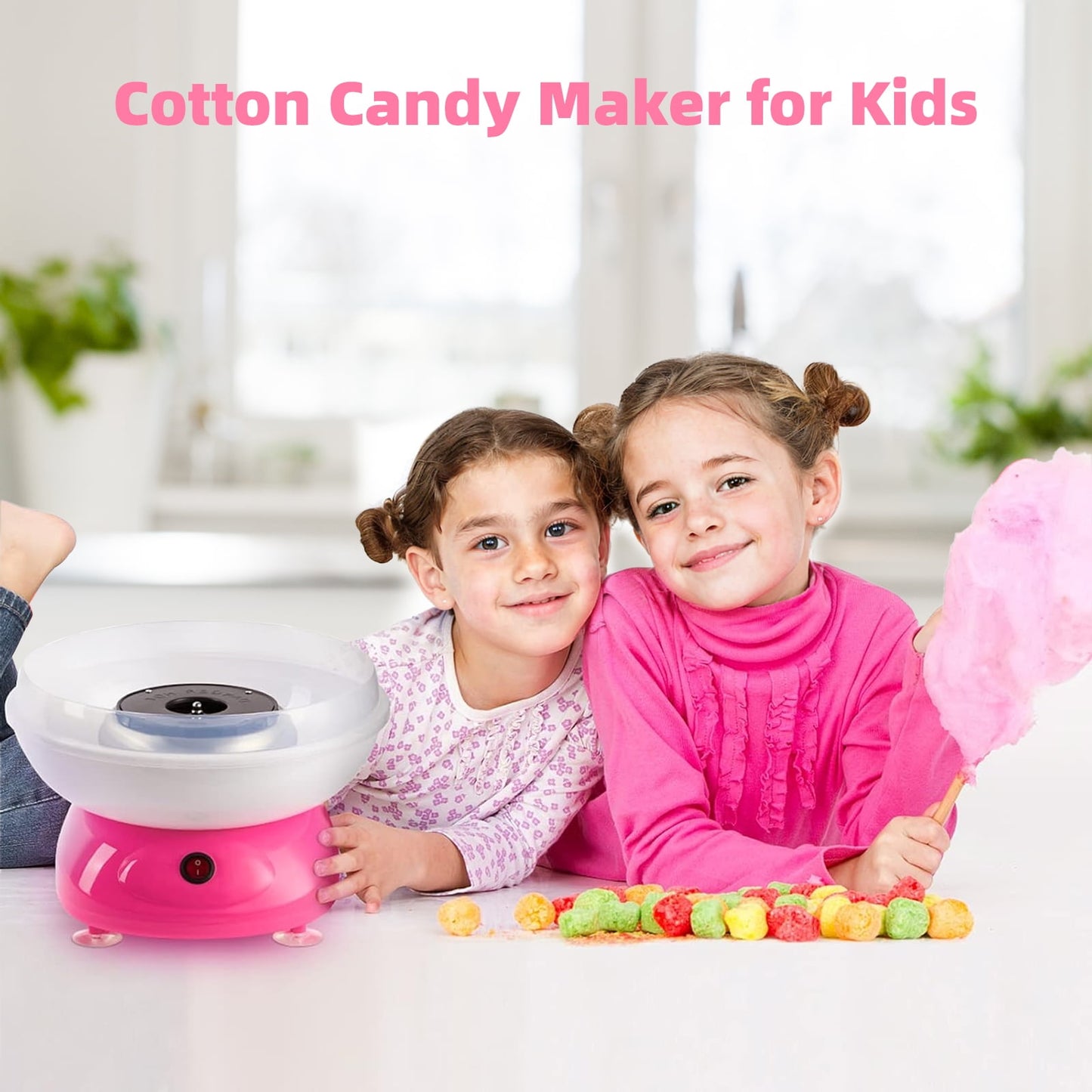 Cotton Candy Machine,Includes Sugar Scoop,10 Sticks Cotton Candy Maker for Birthday Party,Kids Gifts,Home Uses
