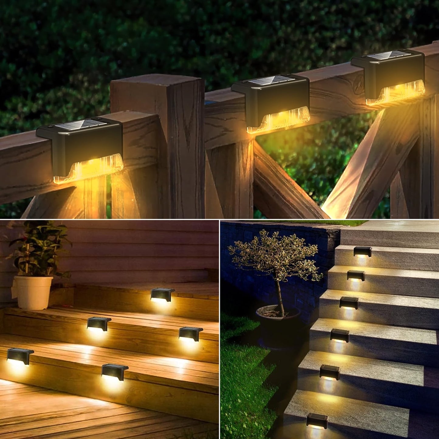 Solar Deck Lights Waterproof Outdoor,Solar Step Deck Lights Decor forRailing,Stairs, Step, Fence, Yard, and Patio(16 Pack)
