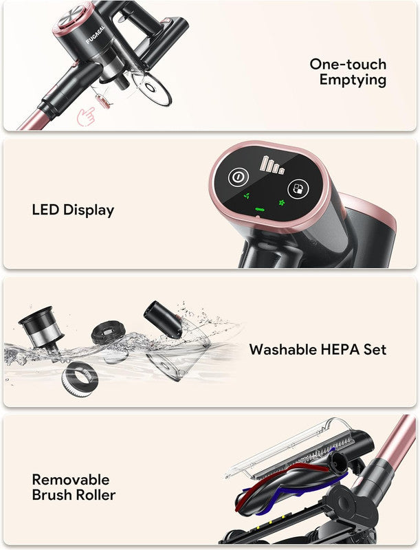 8 in 1 Stick Vacuum Cleaner with Powerful Suction,Cordless Vacuum Cleaner,Versatile for Home, Carpet, Hard Floor, Pet Hair