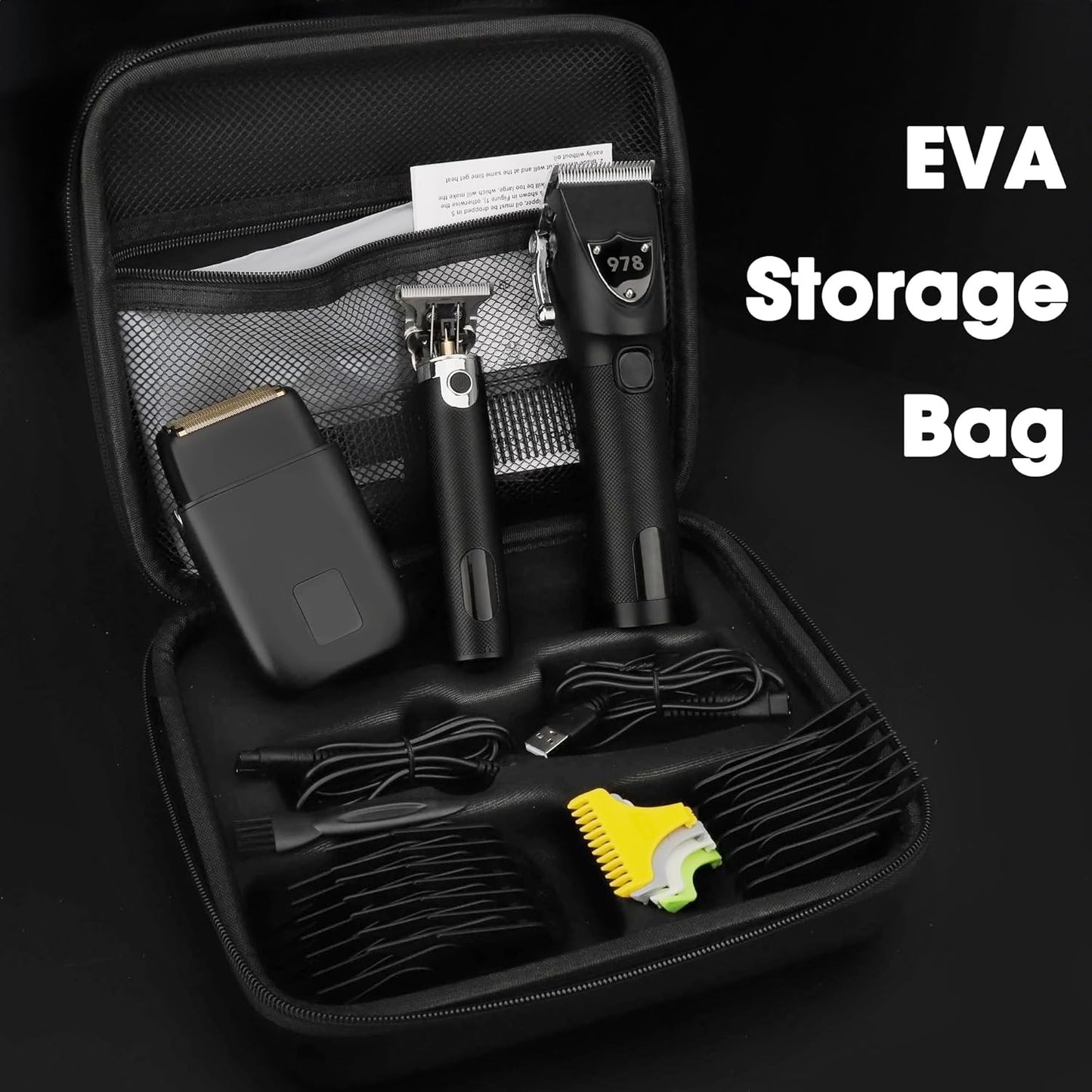 Professional Hair Clippers Electric Razor Shavers Men 3 Piece Set Rechargeable Clippers and Trimmers Beard Trimmer Barber Kit with Travel Case Clippers for Hair Cutting Gifts for him