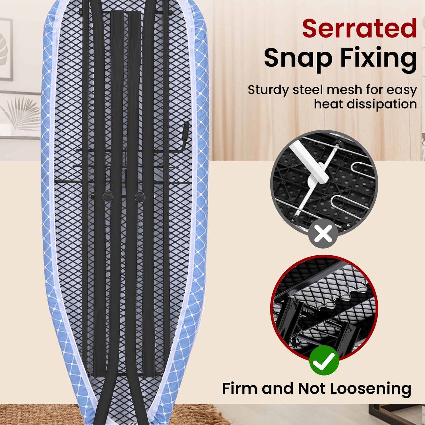 Ironing Board with 43"x 12" Replaceable Cotton Covers with Fibre Pads