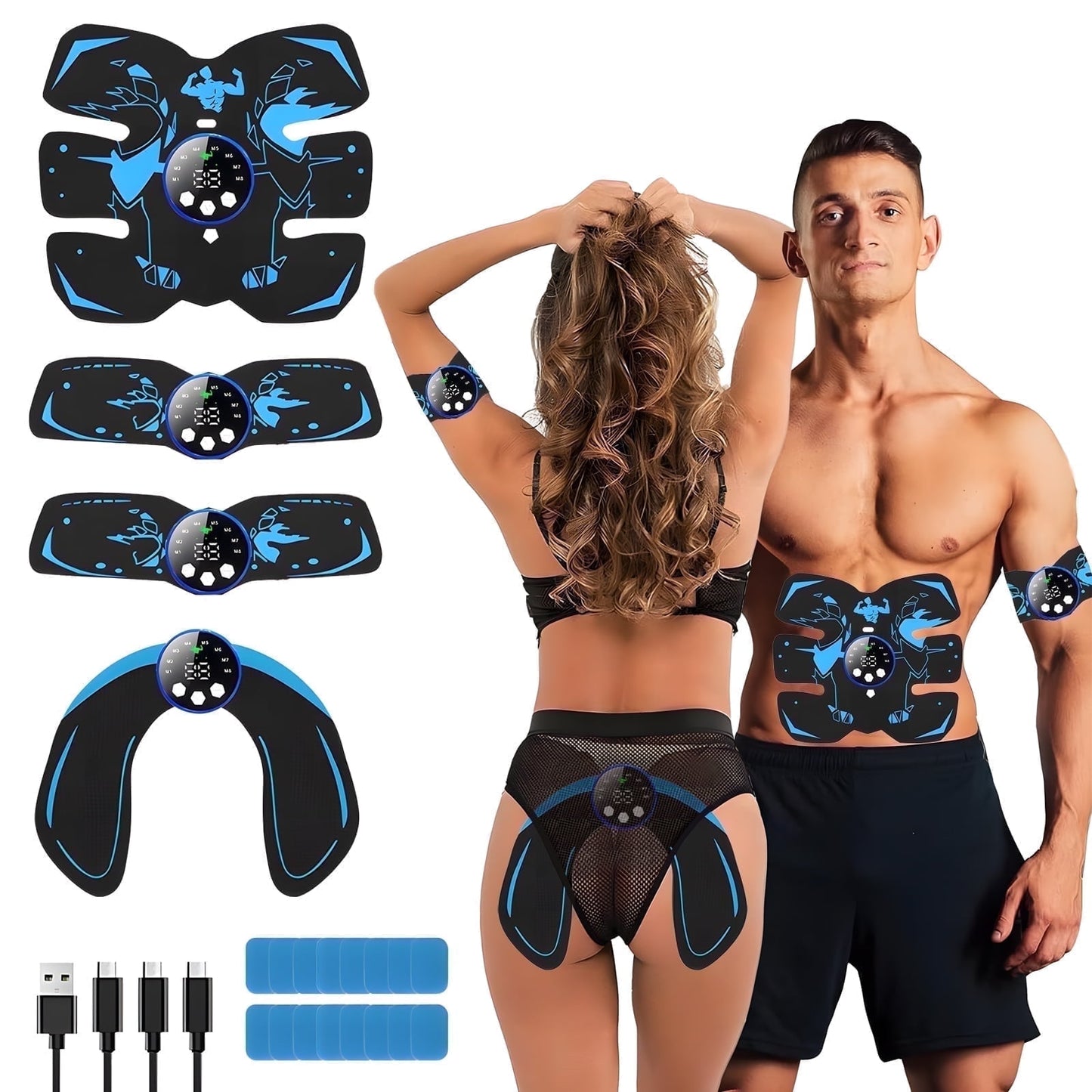Ab Trainer, Rechargeable Ultimate Muscle Toner Trainer for Men Women Abdominal Fitness Workout EMS Muscle Training