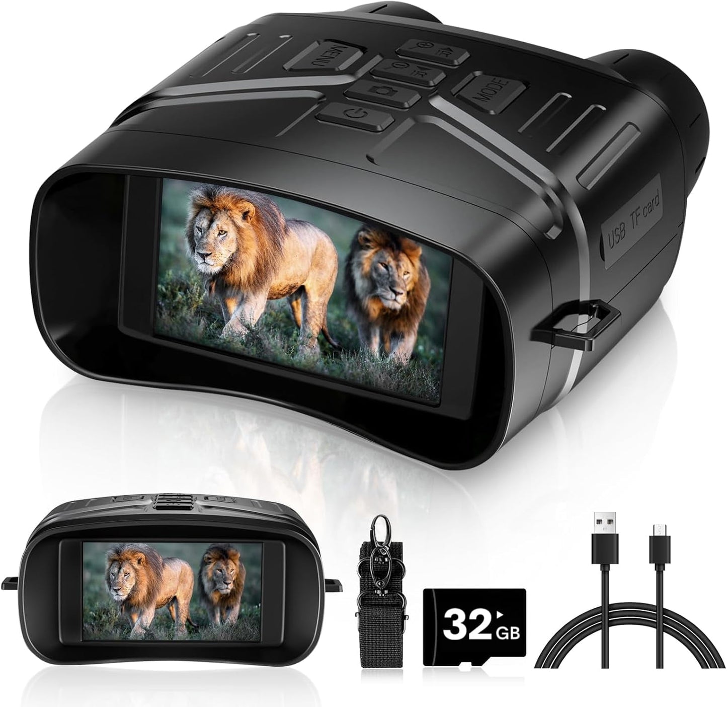 Night Vision Goggles, 4" HD Screen Binoculars, 4K Night Vision Binoculars, 4000mAh Battery Gray, 9 Gear Infrared with 32GB TF Card, 10X Digital NightVision for Adults(Colorful)