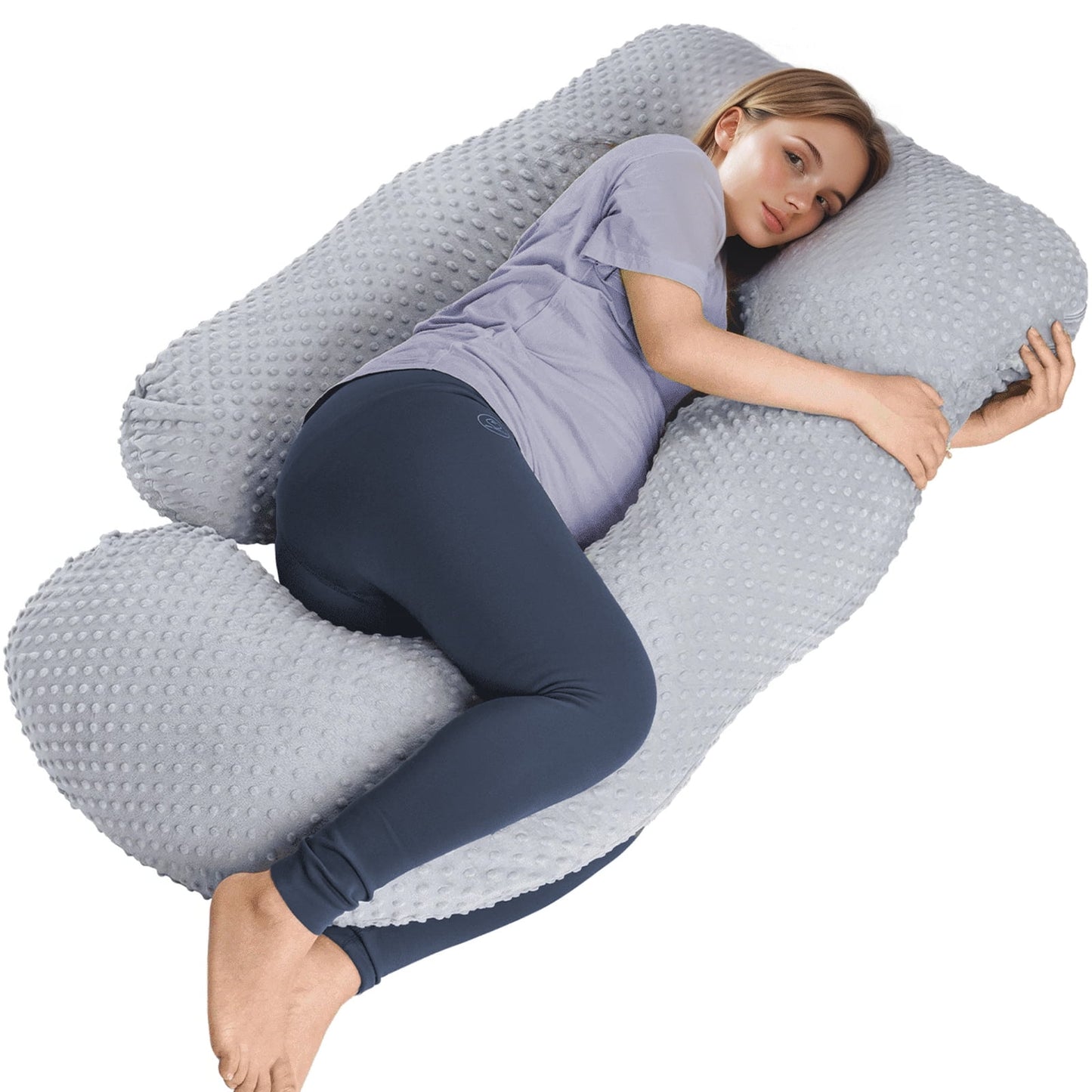 TORIO U-Shaped Pregnancy Pillow, Full Body Support for Pregnant Women, Relieves Back & Leg Pain, Perfect for Side, Stomach & Back Sleepers, Gray