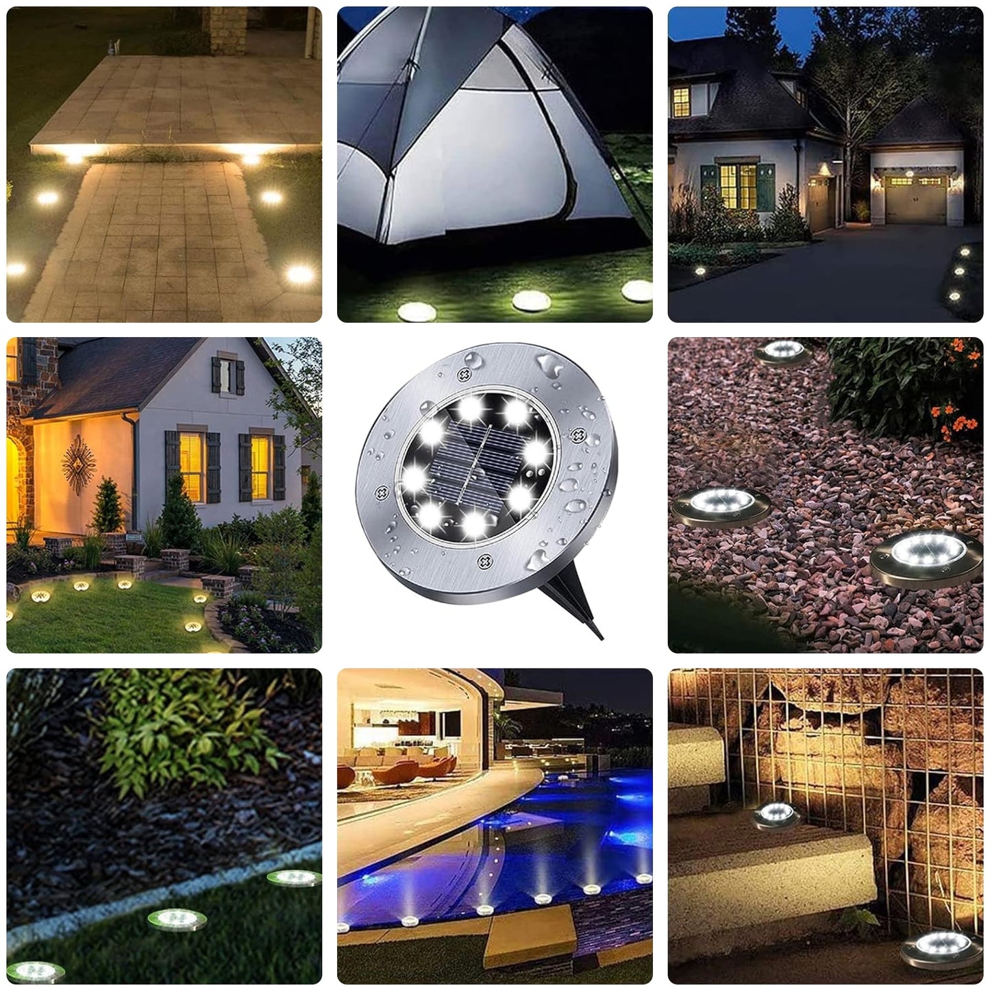 Solar Lights Outdoor Waterproof, 12 Packs LED In-Ground Lights Outdoor Solar Lights for Yard Patio Garden Lawn Deck Outside Pathway Walkway Sidewalk