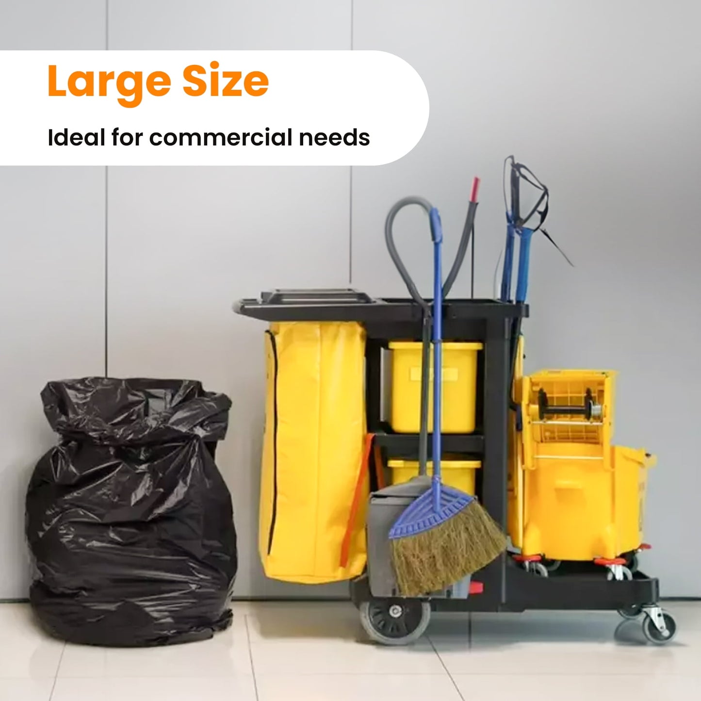 50-55 Gallon Large Trash Bags, 50 Count Heavy Duty Black Garbage Bags for Office, Waste, Lawn and Leaf, 1.5 Mil