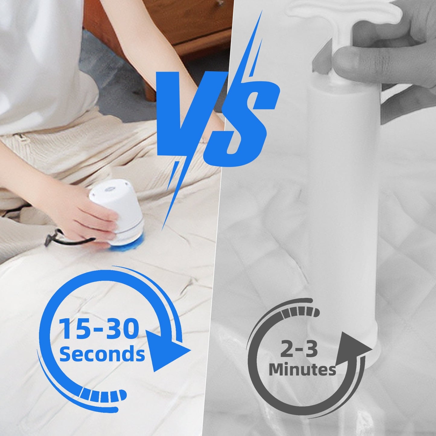 TORIO Electric Vacuum Storage Bags, 2-Layer Seal Design with Pump, Space-Saving for Clothes, Bedding, and Travel