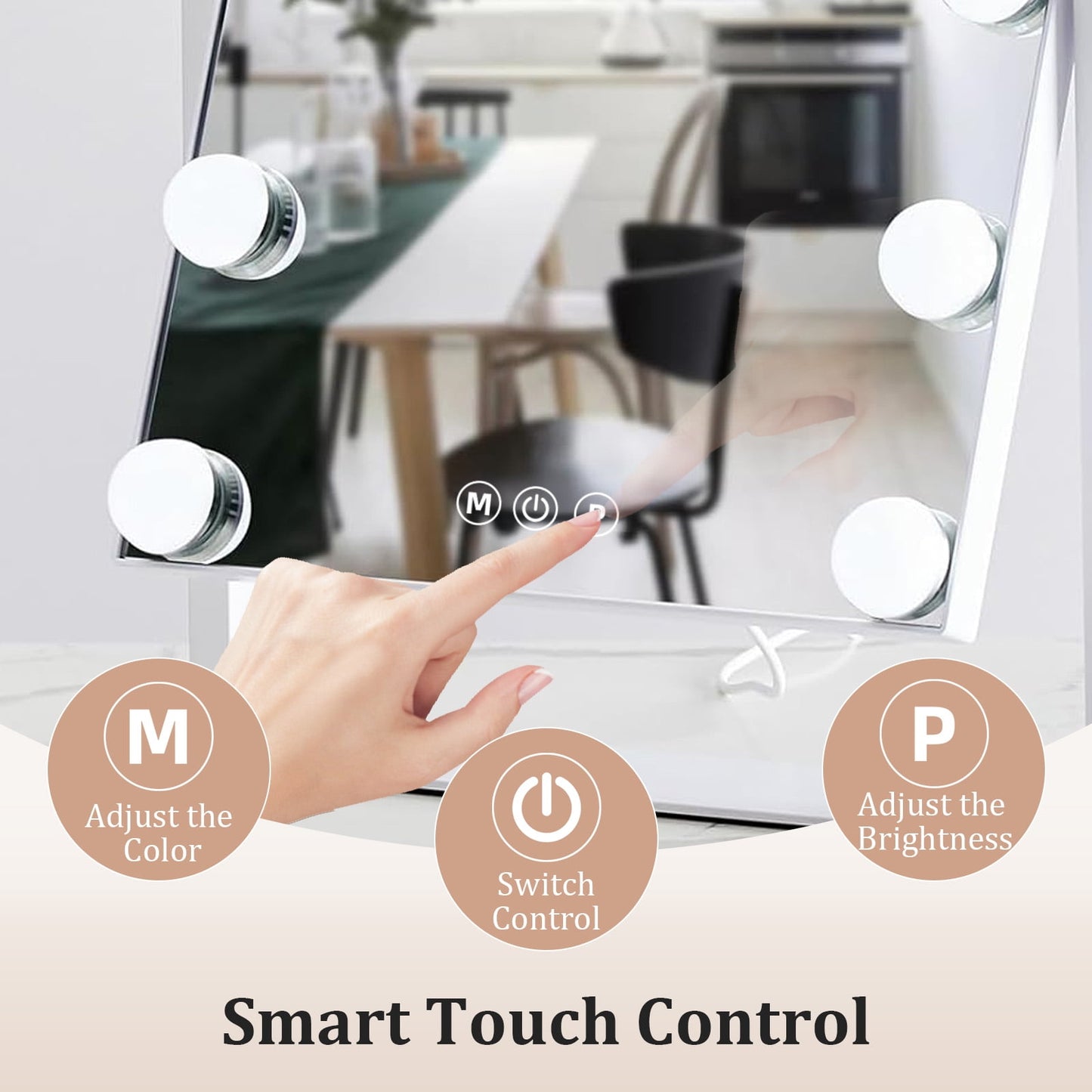 Kuose LED Makeup Mirror, with 10X Magnification Adjustable Brightness & Color Temperature, 360° Rotatable, Perfect for Makeup Artists & Home Use