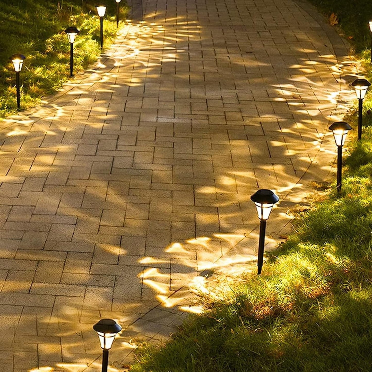 SidewalkPatio12 Pack Solar Pathway Lights Outdoor Waterproof Garden Walkway Lights LED Landscape Lighting Auto On/Off Dusk to Dawn for PathwayLawnYard - Warm White