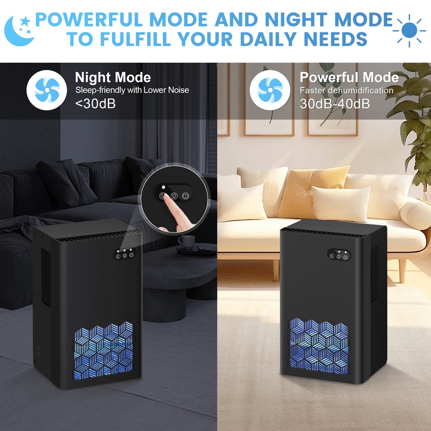 Dehumidifier, Dehumidifiers for Room, 95 OZ Water Tank, (950 sq.ft) Dehumidifiers for Basement Home Bathroom Bedroom with Auto Shut Off, 7 Colors LED Light, Black