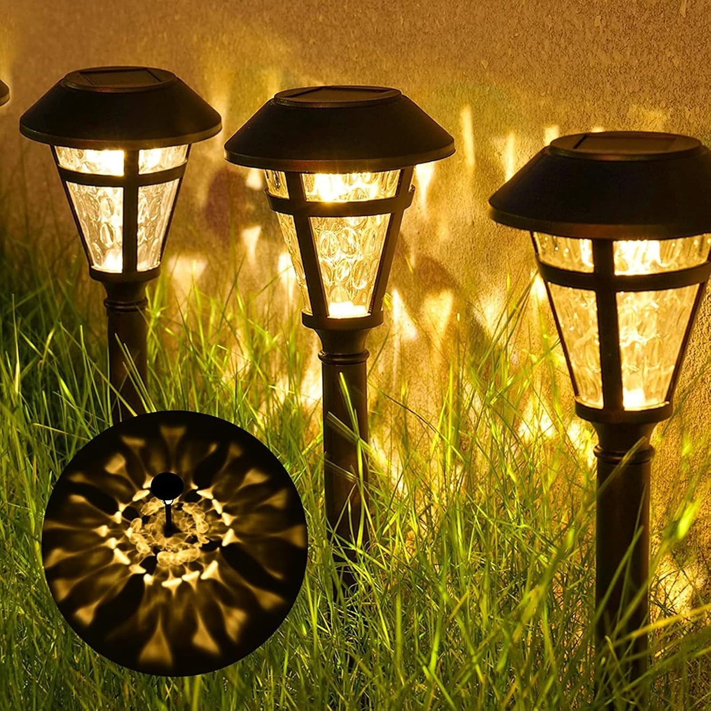 SidewalkPatio12 Pack Solar Pathway Lights Outdoor Waterproof Garden Walkway Lights LED Landscape Lighting Auto On/Off Dusk to Dawn for PathwayLawnYard - Warm White