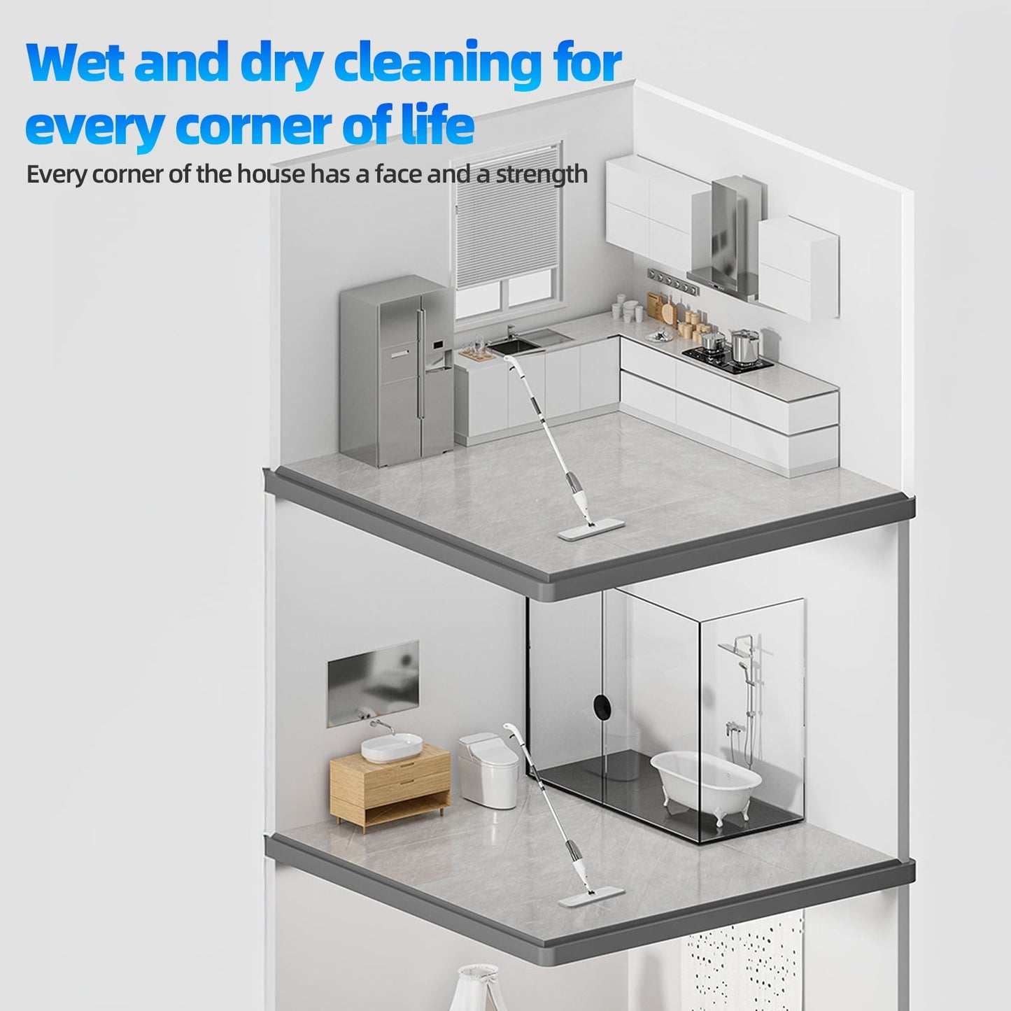 TORIO 360° Spin Spray Mop, No Batteries Required Lightweight & Efficient Ideal for Kitchen, Bathroom & Home Cleaning