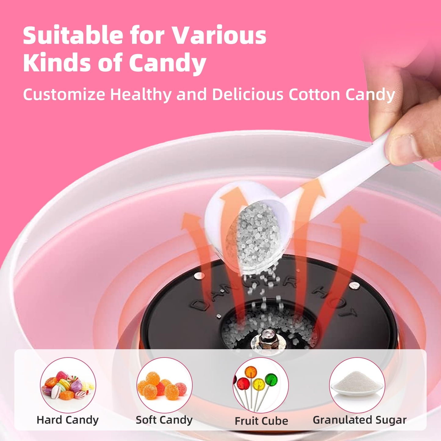 Cotton Candy Machine,Includes Sugar Scoop,10 Sticks Cotton Candy Maker for Birthday Party,Kids Gifts,Home Uses
