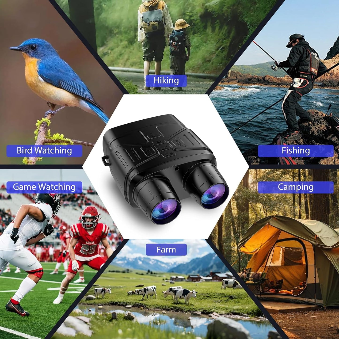 Night Vision Goggles, 4" HD Screen Binoculars, 4K Night Vision Binoculars, 4000mAh Battery Gray, 9 Gear Infrared with 32GB TF Card, 10X Digital NightVision for Adults(Colorful)