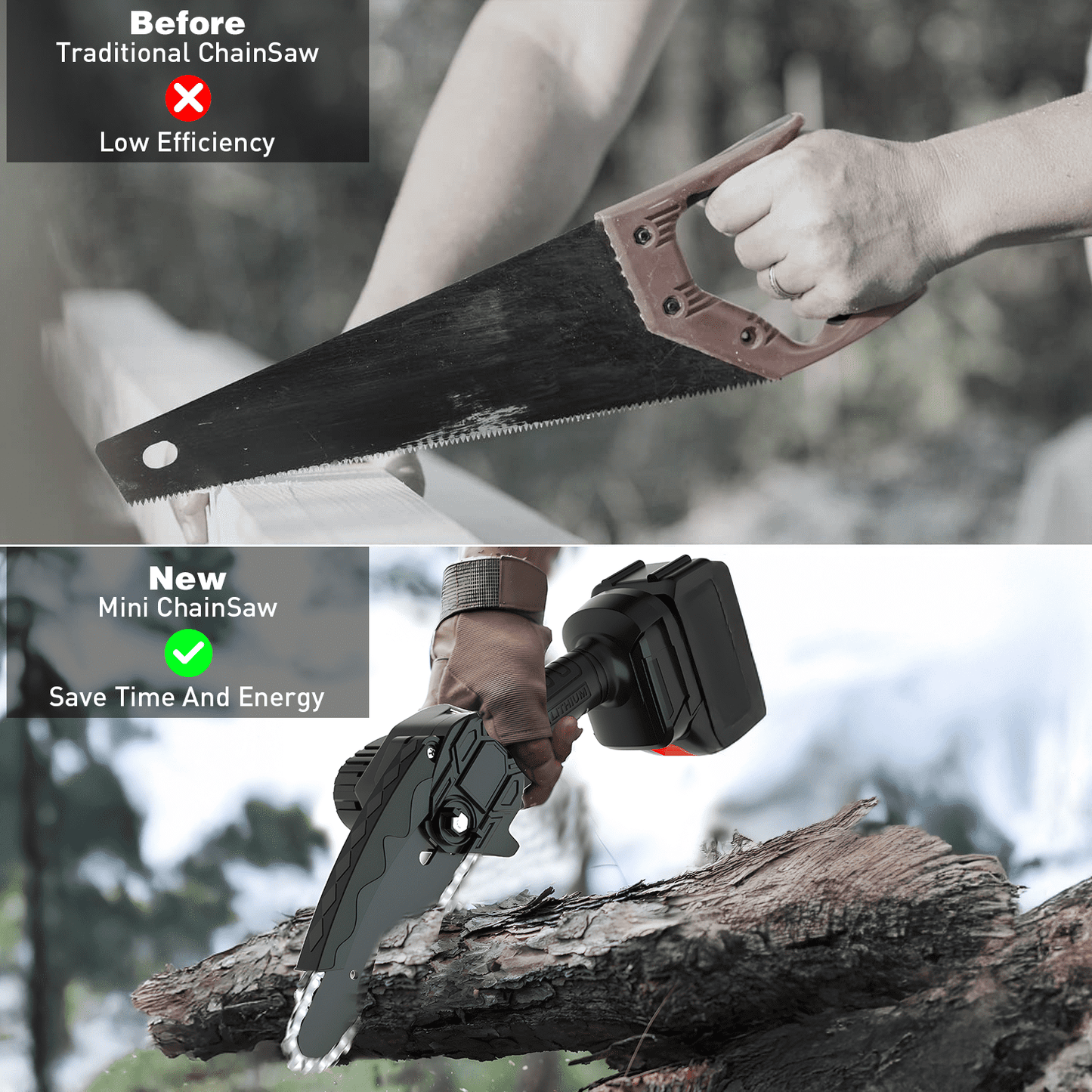 Kailwokk Mini Chainsaw 6-inch, Handheld Chainsaw Pruning Men Women Gifts for Wood Cutting