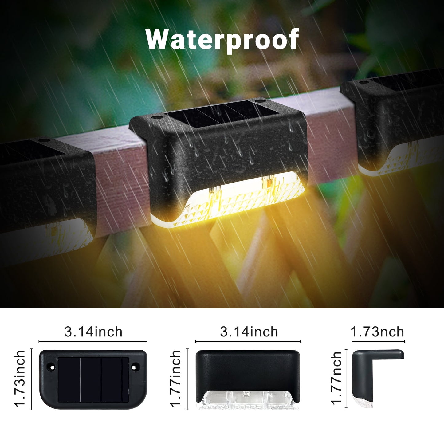 Solar Deck Lights Waterproof Outdoor,Solar Step Deck Lights Decor forRailing,Stairs, Step, Fence, Yard, and Patio(16 Pack)