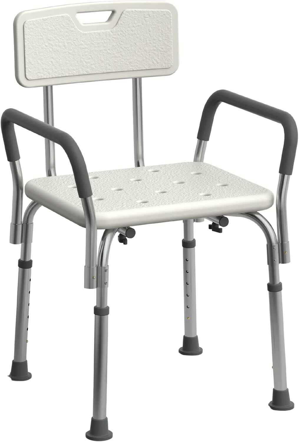 Shower Chair with Arms for Tub,Sturdy Aluminum Alloy Bath Chair