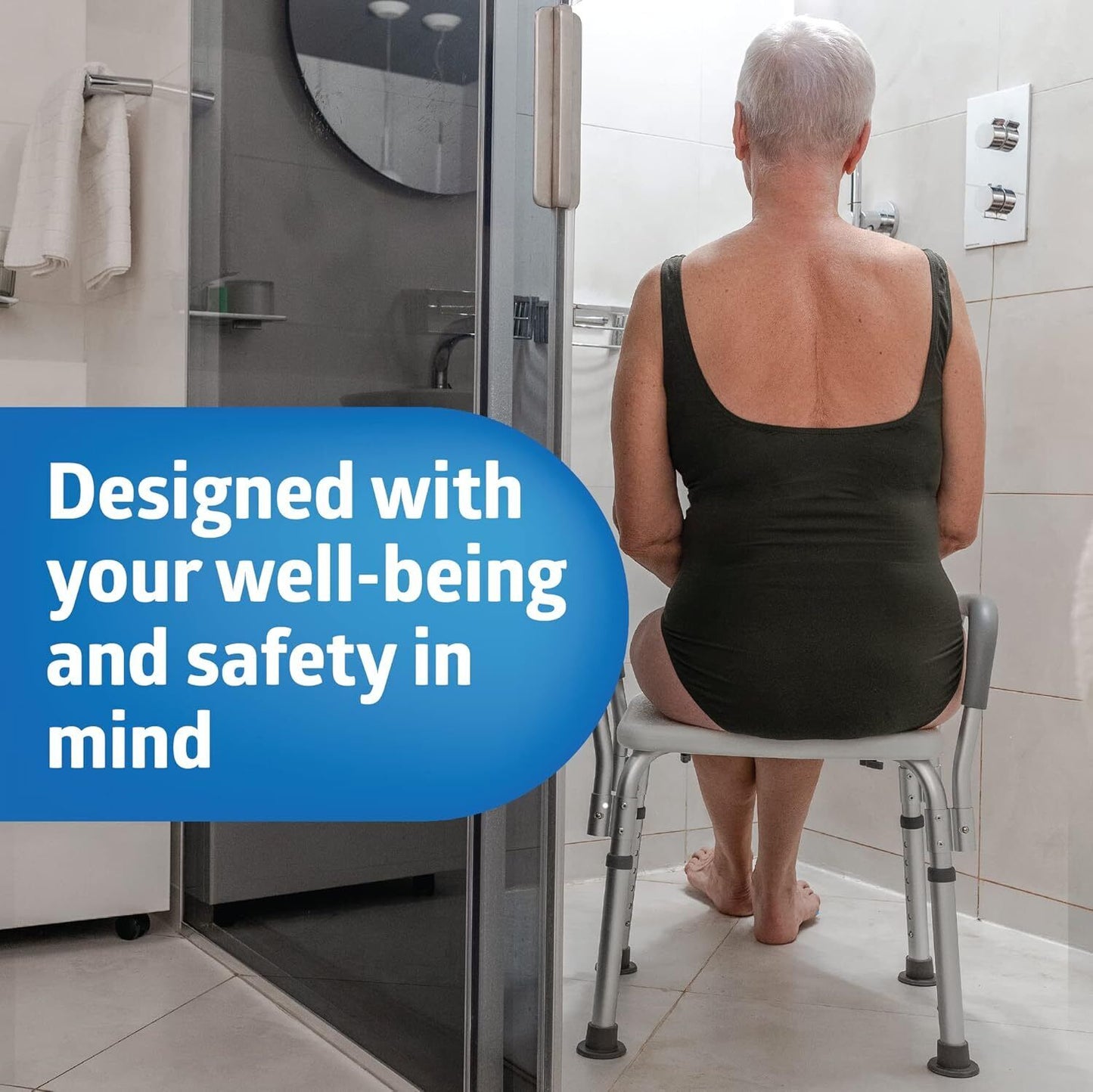Shower Chair with Arms for Tub,Sturdy Aluminum Alloy Bath Chair