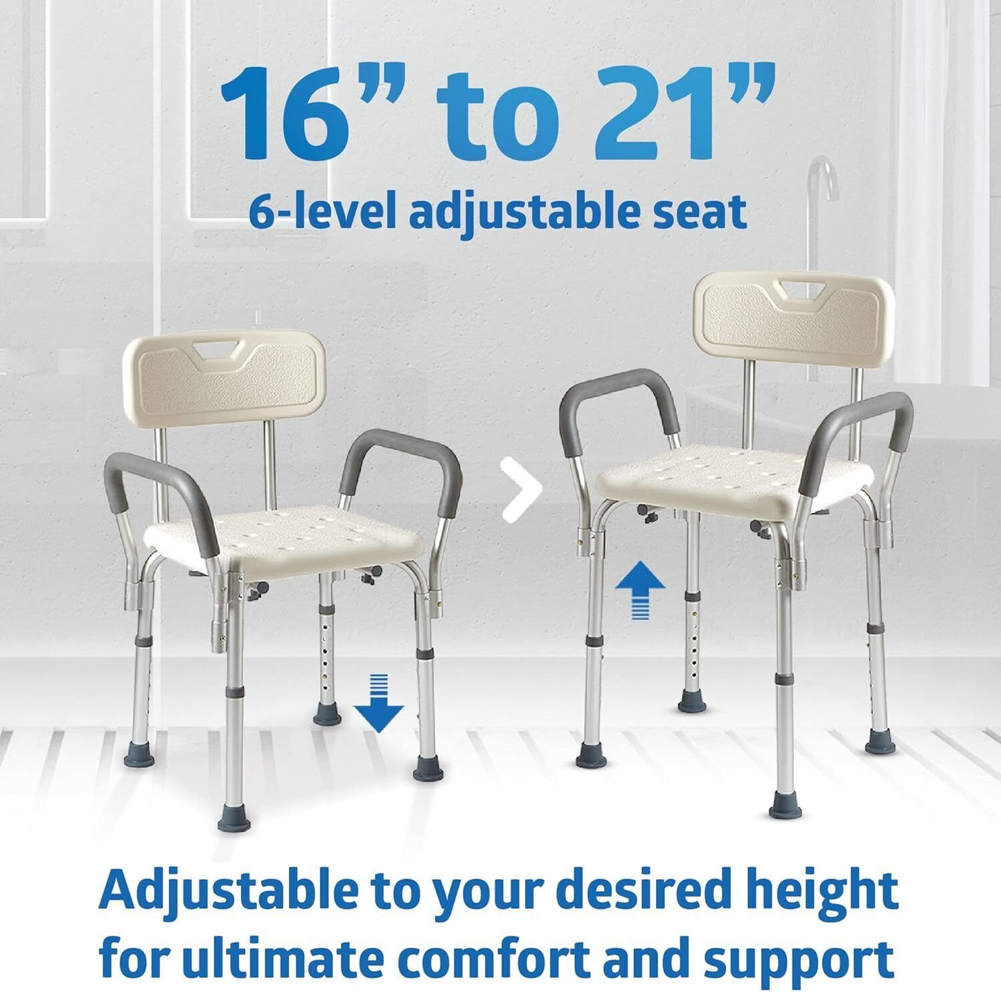 Shower Chair with Arms for Tub,Sturdy Aluminum Alloy Bath Chair