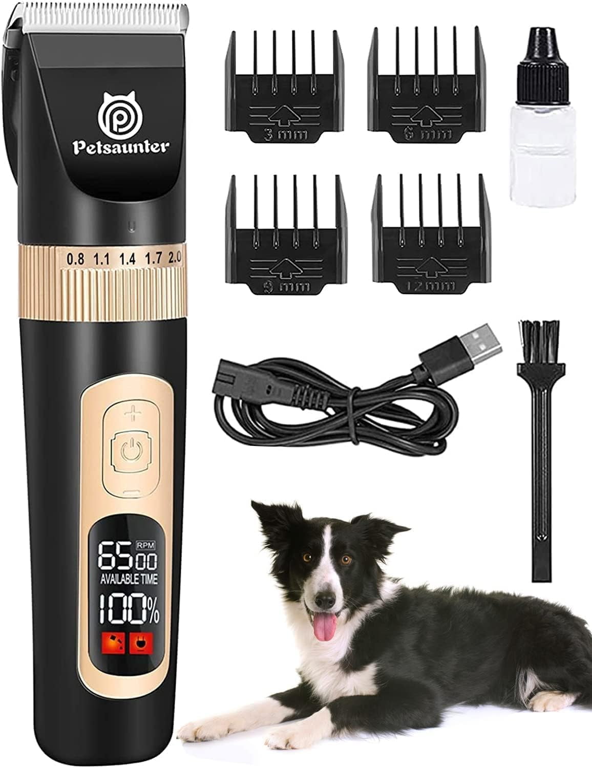 Dog Clippers for Grooming, 4-Speed & LCD, Low Noise Electric Dog Trimmer for Grooming, Cordless Rechargeable Dog Hair Clippers, Super Quiet for Dogs & Pets with Thick or Heavy Coats