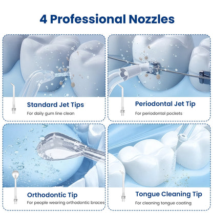 Portable Water Flosser for Teeth: Oral Irrigator Water Teeth Cleaner Pick with 5 Modes, Rechargeable 5 Jet Tips Floss Picks for Home Travel,White