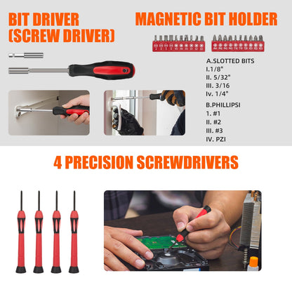 TORIO 39-Piece Home Tool Kit for DIY & Repairs - Ergonomic Handles, Durable Tools, Compact Storage Case
