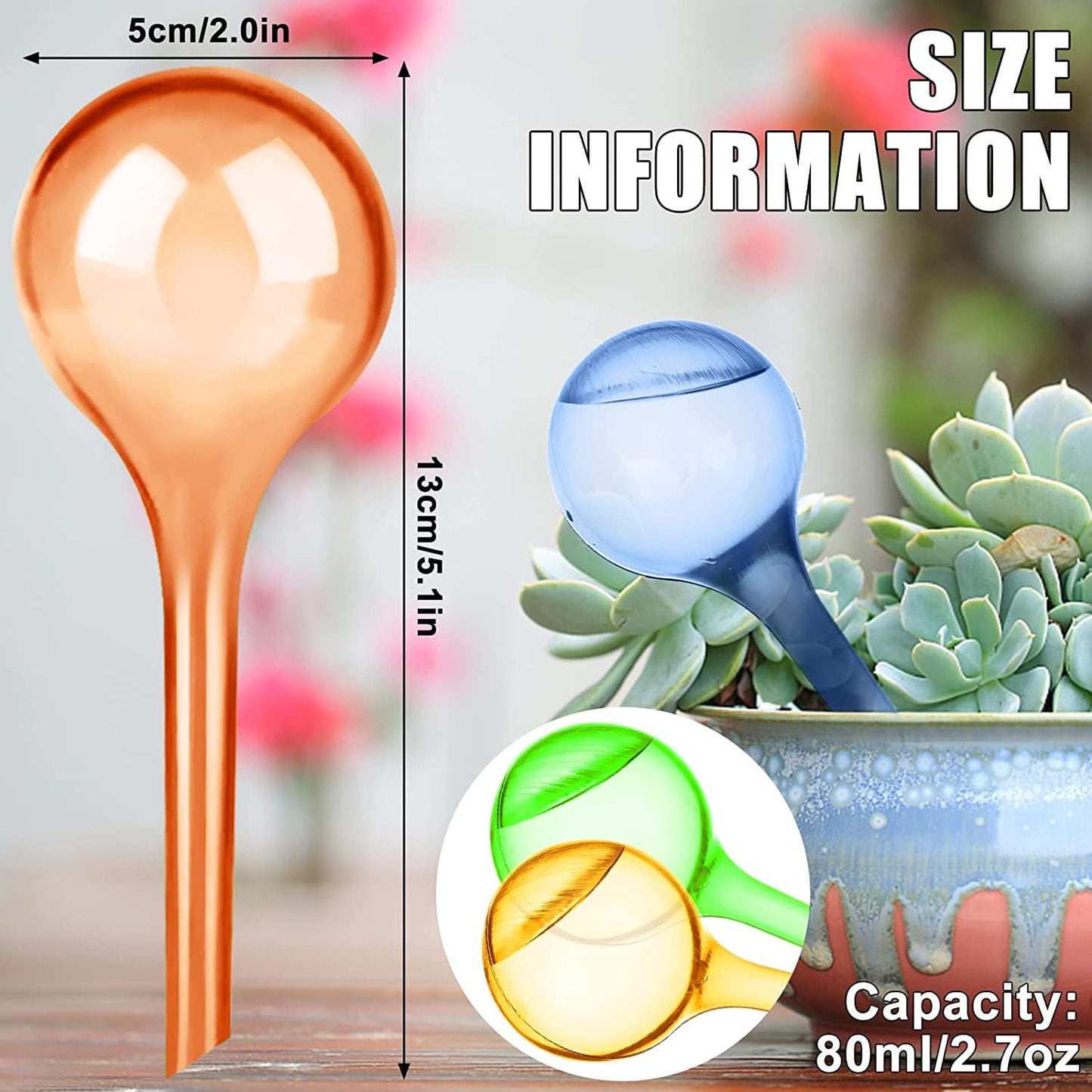 9 Pcs Plant Watering Globes Colored Self Watering Globes Automatic Watering Bulbs Plastic Plant Water Globes Drip Irrigation Device for Indoor Outdoor Plants