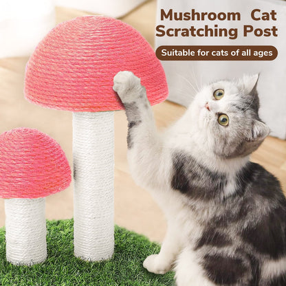 Cat Scratching Post: Mushroom Cat Tree, Cute Cat Tower with Natural Sisal Rope Cat Scratching Posts for Indoor Cats Adults and Kitten