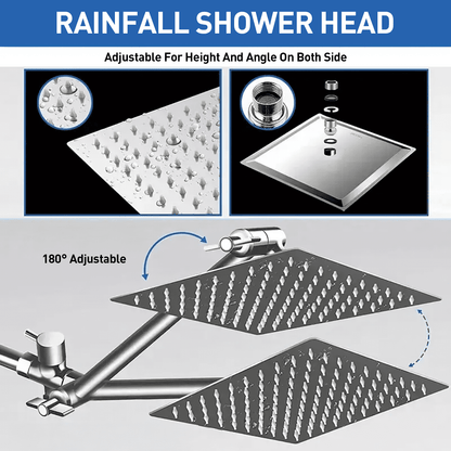 10" Rain Shower Head, Handheld Spray Combo 5 Settings Adjustable High Pressure Dual Showerhead Silver Chrome