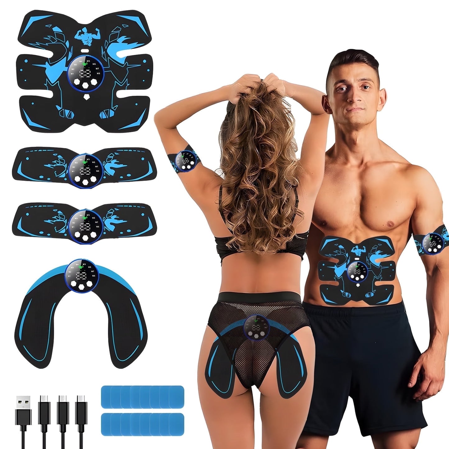 Ab Trainer, Rechargeable Ultimate Muscle Toner Trainer for Men Women Abdominal Fitness Workout EMS Muscle Training